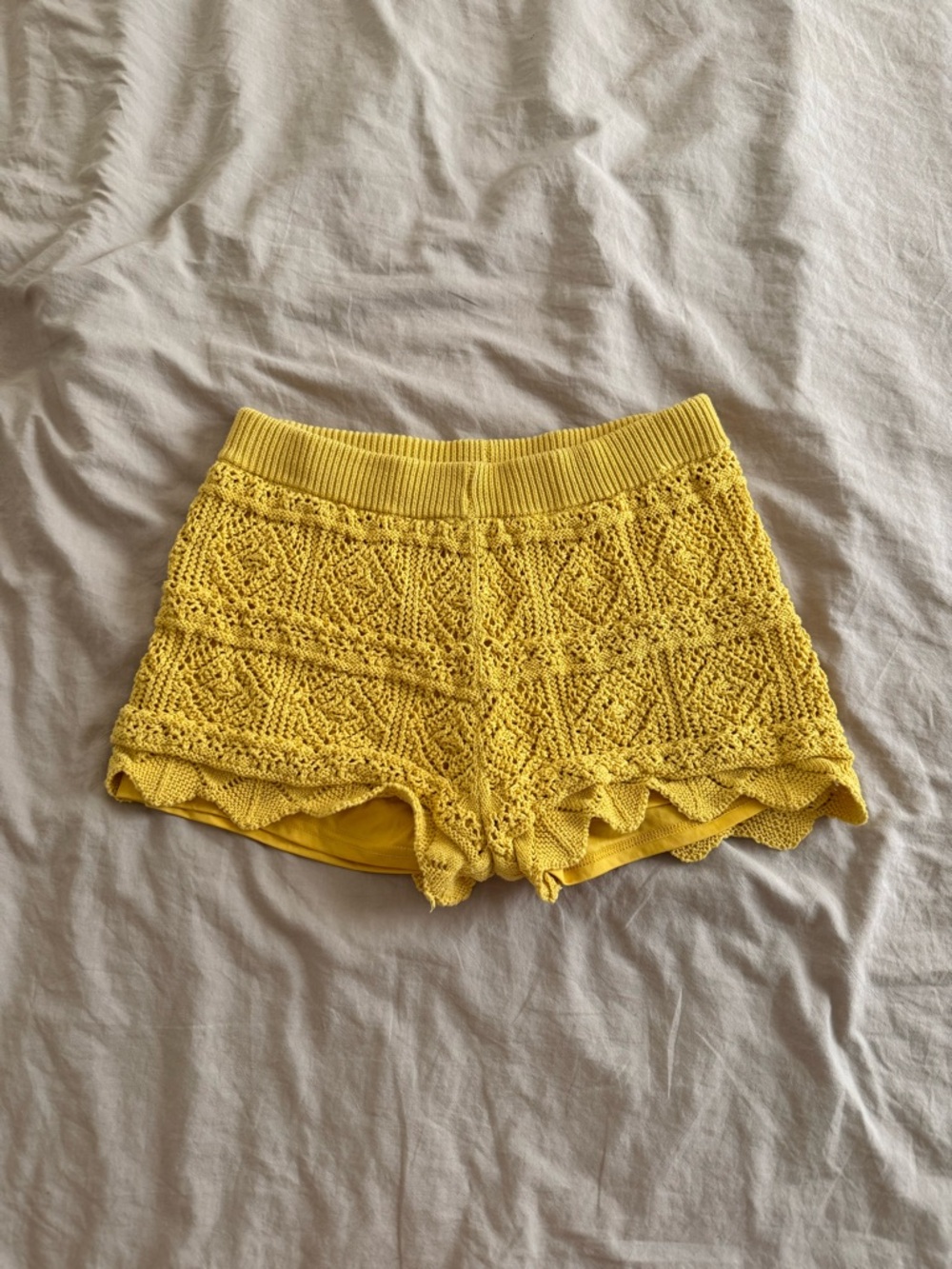 a new day Yellow Crochet Knit Women’s Shorts